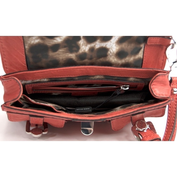 Karen Millen Large Orange Leather Lock Clutch - Picture 4 of 5